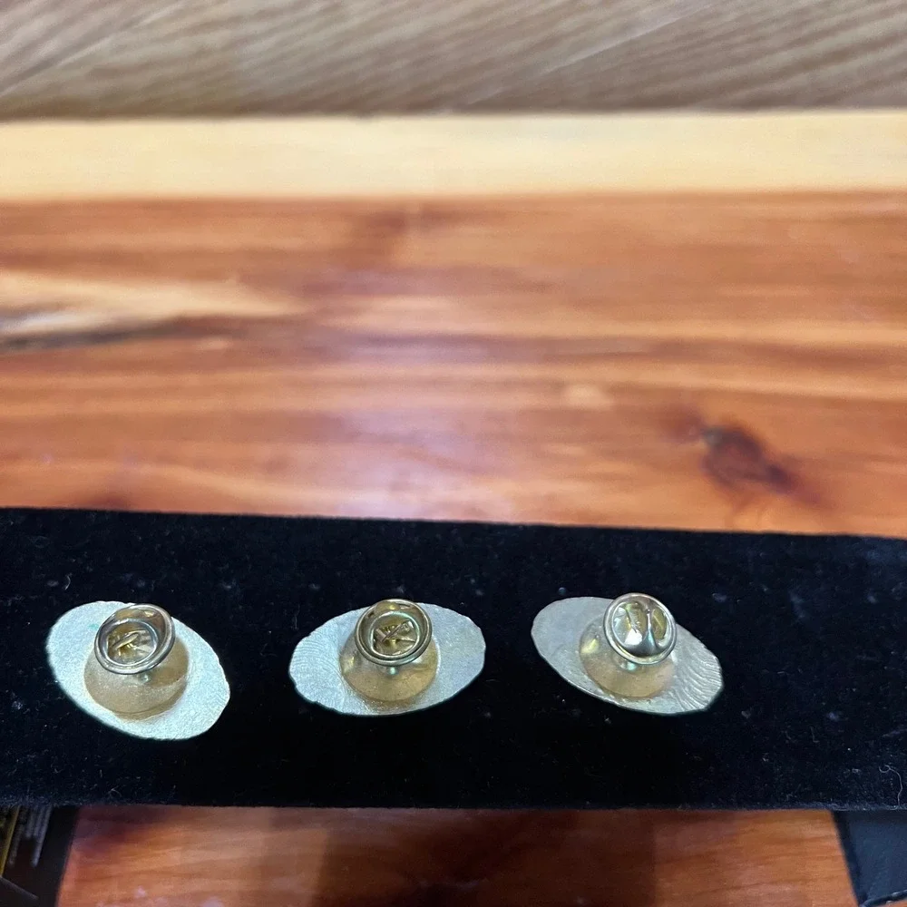 Vtg Letterman Gold Tone Football Lapel Pins Set of 3 Sports Game Day‎ Accessory
